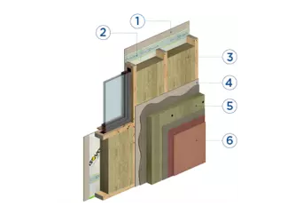 Holztafelbau- Außenwand mit mineralischem WDVS, nummeriert