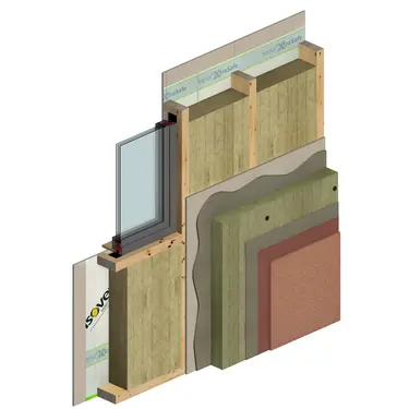 Holztafelbau-Außenwand mit mineralischem WDVS